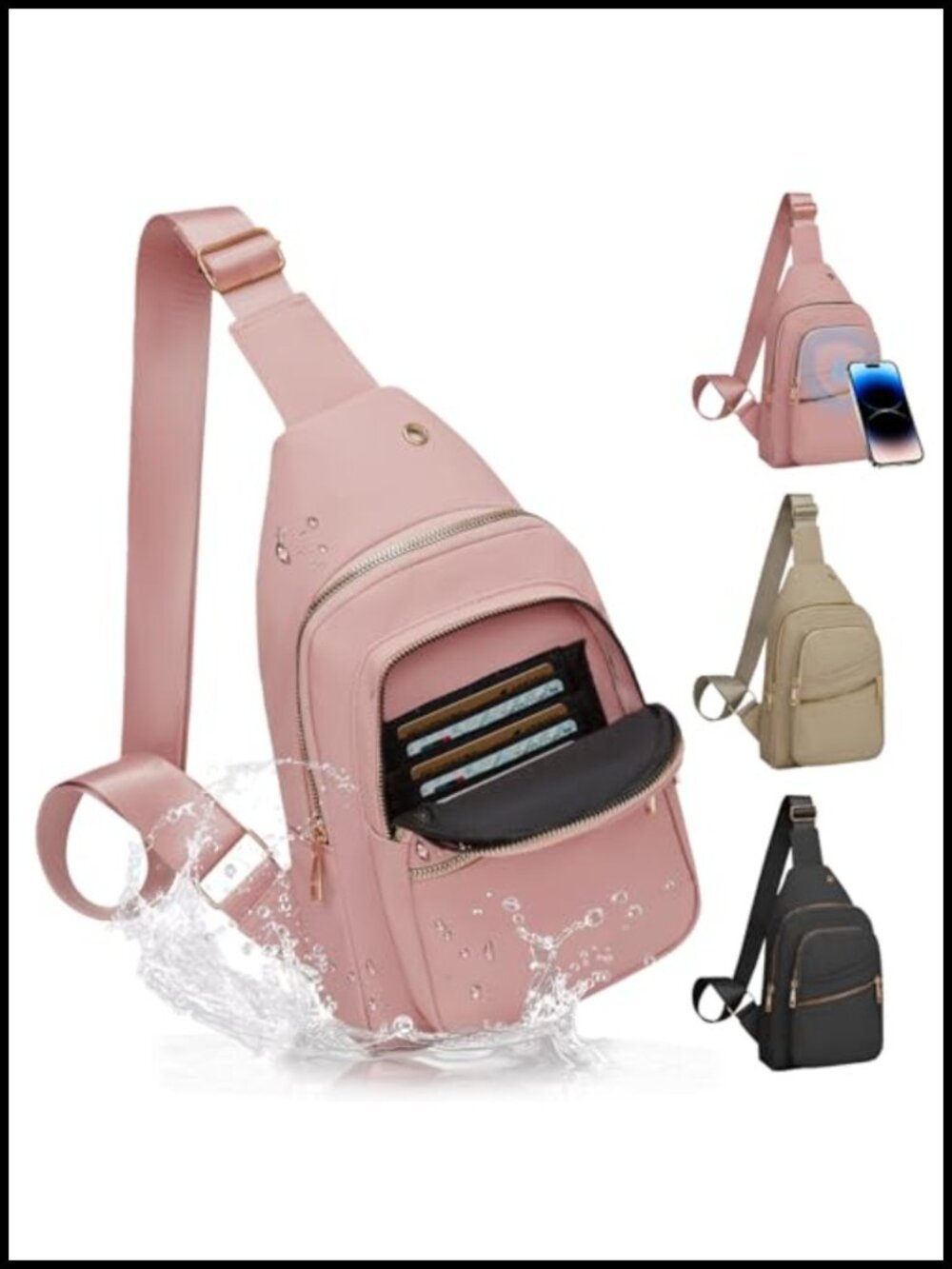RFID Waterproof Crossbody Sling Bag Travel Anti-Theft Daypack